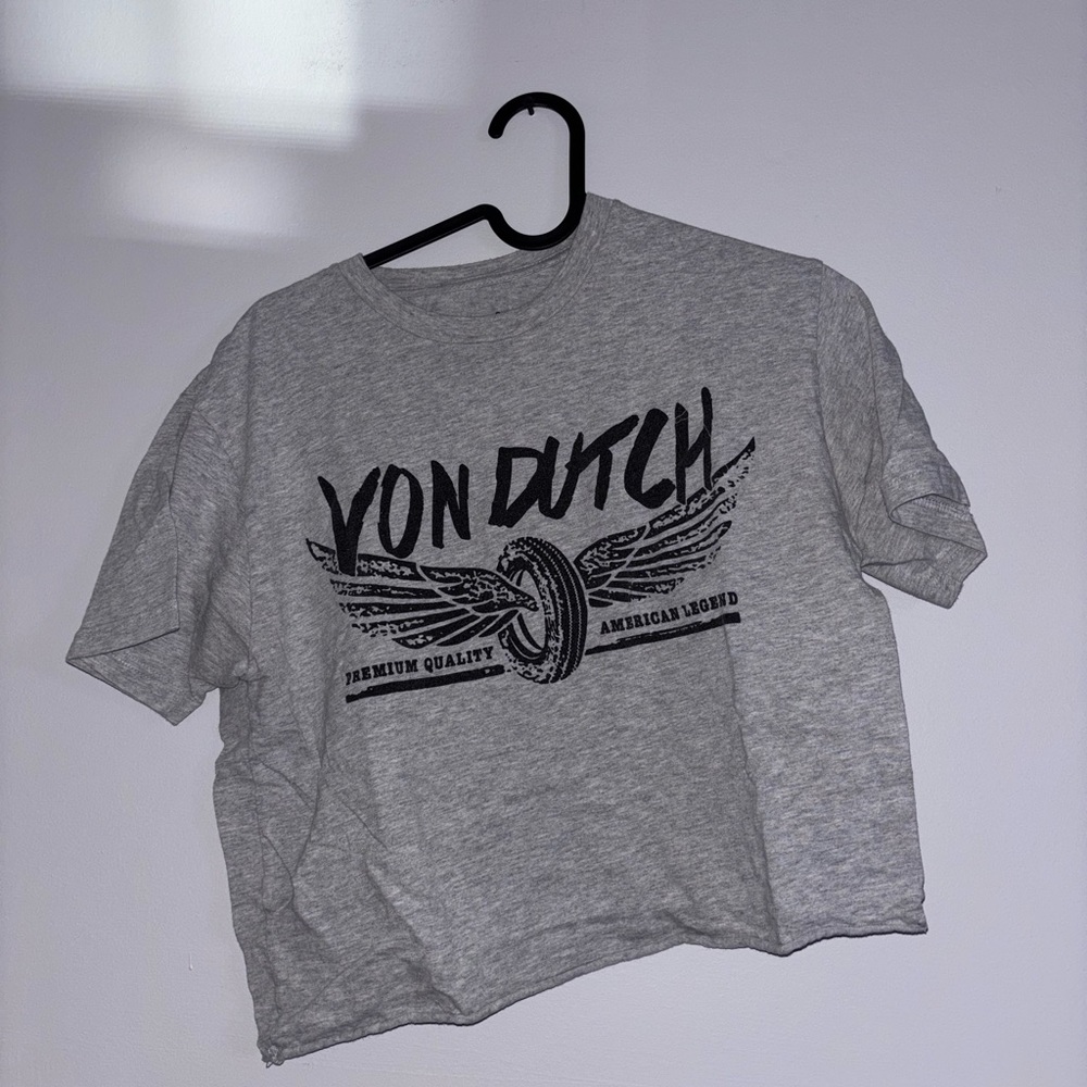 Von Dutch Light Gray Crop Top Tee